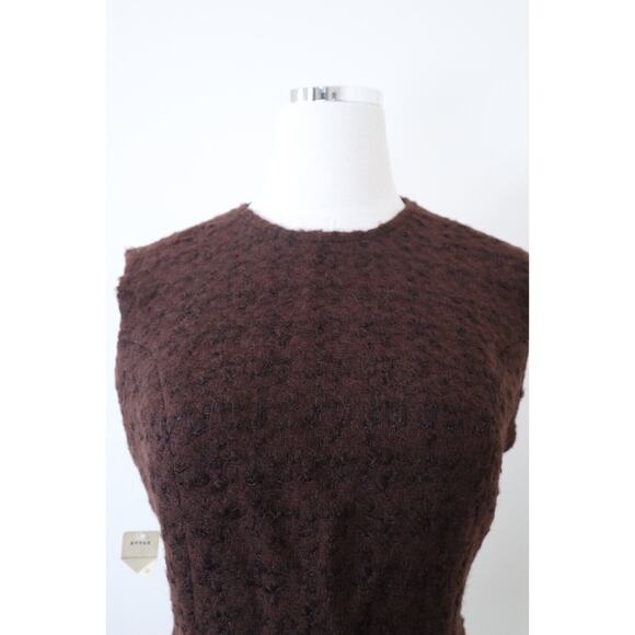 NWT Vintage 1950s Wooly Shell Top Sleeveless Brown Metal Zipper Back - Picture 2 of 12